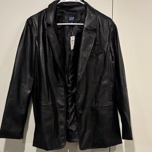 GAP Sleek Black Faux Leather Jacket